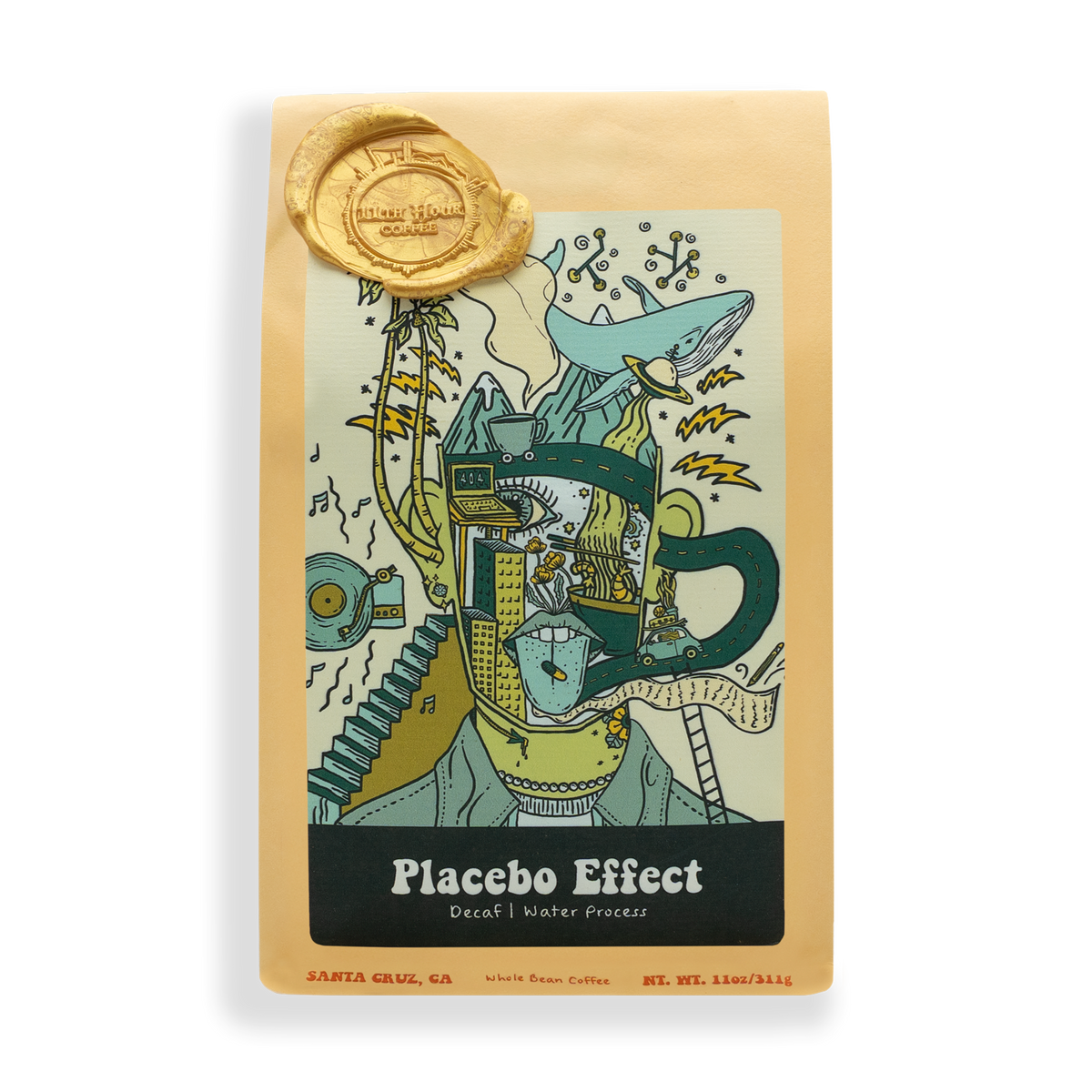 Placebo Effect Decaf bag of coffee/product photo from 11th Hour Coffee